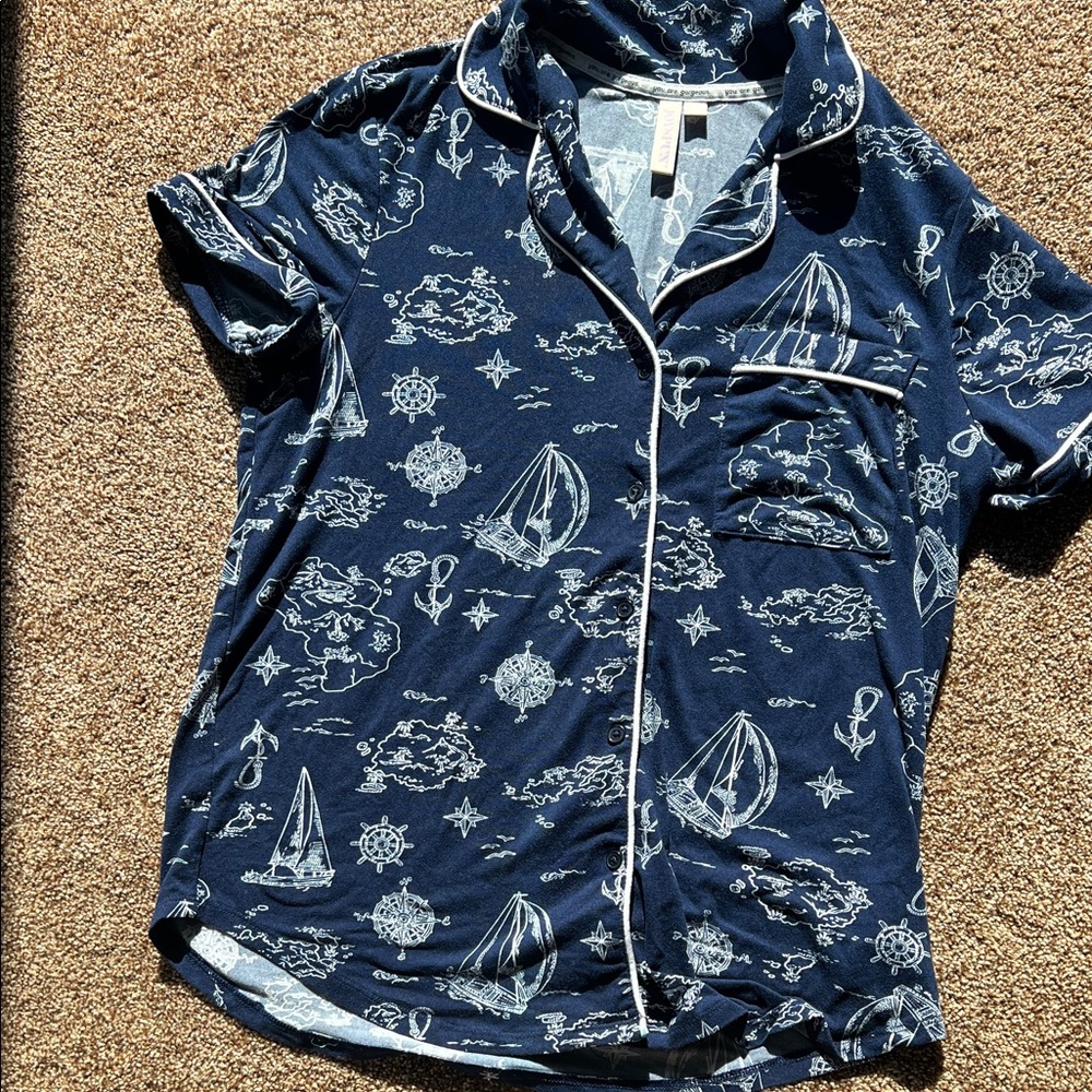 3/20$ Women’s Sailor's Dream Navy Button Down Pajama Shirt